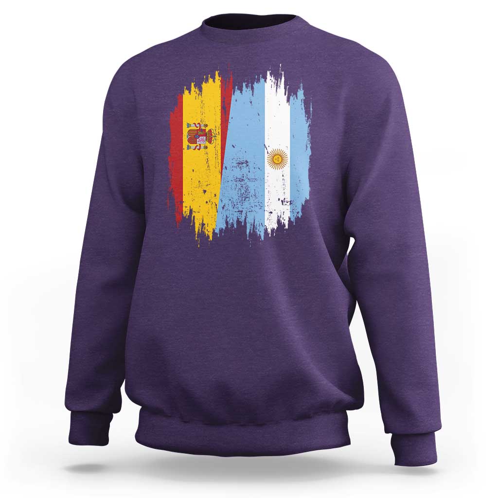 Argentina Spain Dual Heritage Flag Graphic Sweatshirt Vintage Spanish Argetine Match Day Pride