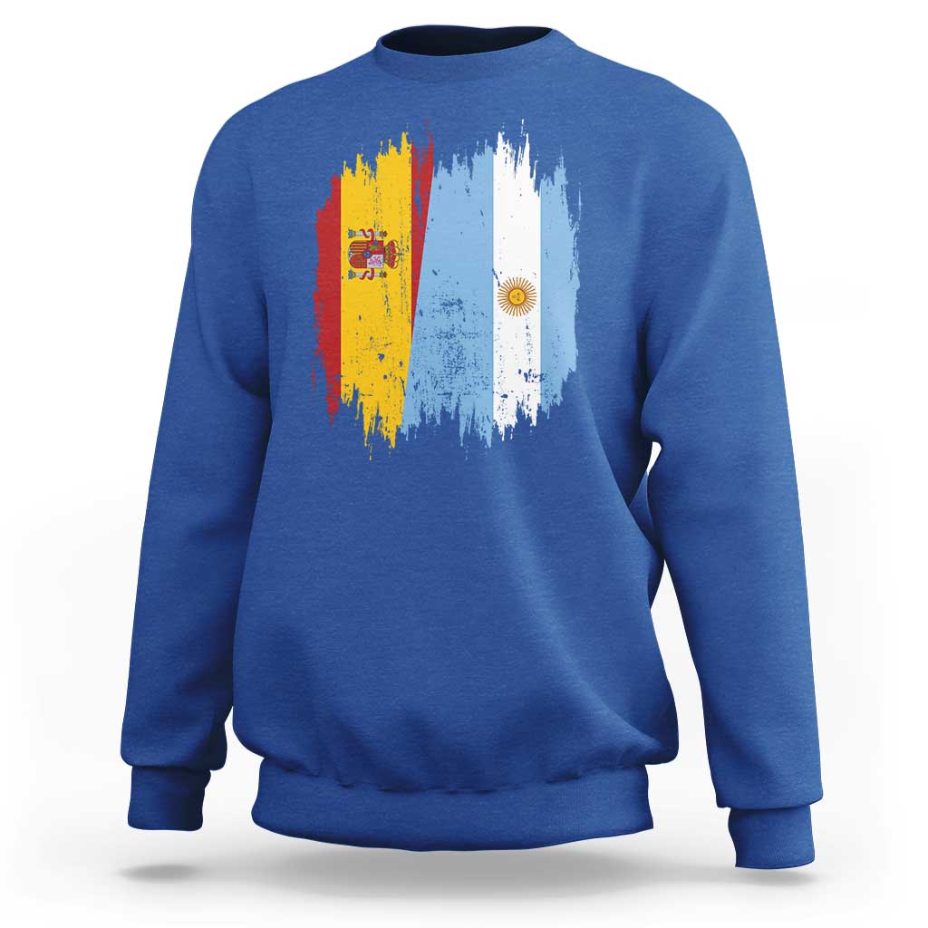 Argentina Spain Dual Heritage Flag Graphic Sweatshirt Vintage Spanish Argetine Match Day Pride