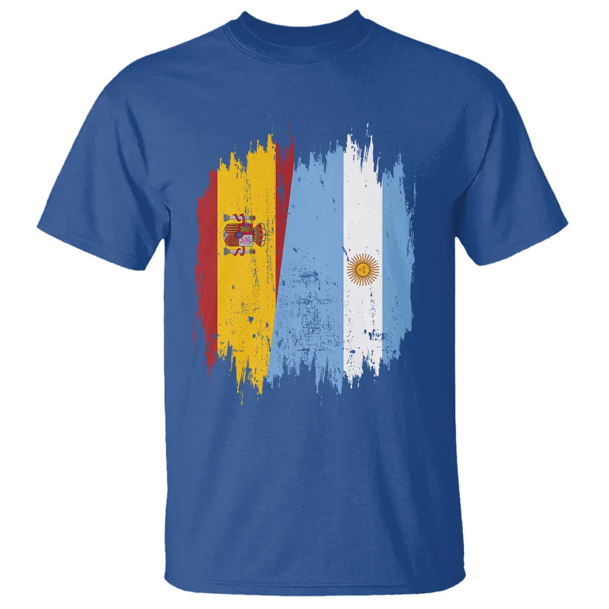Argentina Spain Dual Heritage Flag Graphic T Shirt Vintage Spanish Argetine Match Day Pride