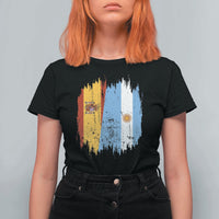 Argentina Spain Dual Heritage Flag Graphic T Shirt For Women Vintage Spanish Argetine Match Day Pride