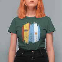 Argentina Spain Dual Heritage Flag Graphic T Shirt For Women Vintage Spanish Argetine Match Day Pride