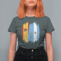 Argentina Spain Dual Heritage Flag Graphic T Shirt For Women Vintage Spanish Argetine Match Day Pride
