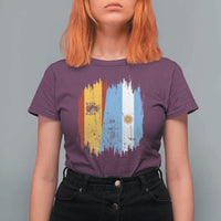 Argentina Spain Dual Heritage Flag Graphic T Shirt For Women Vintage Spanish Argetine Match Day Pride