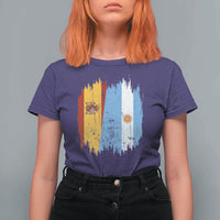 Argentina Spain Dual Heritage Flag Graphic T Shirt For Women Vintage Spanish Argetine Match Day Pride