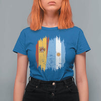 Argentina Spain Dual Heritage Flag Graphic T Shirt For Women Vintage Spanish Argetine Match Day Pride