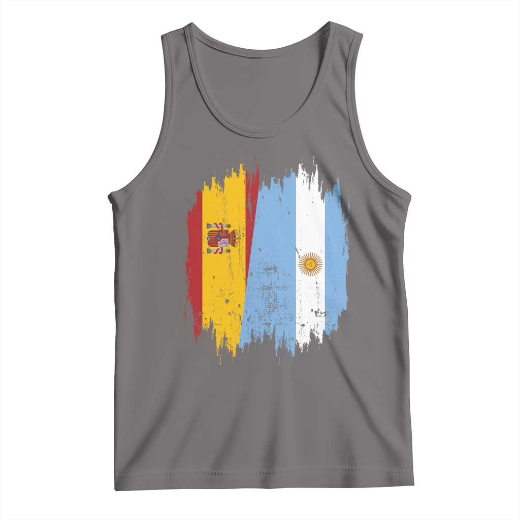 Argentina Spain Dual Heritage Flag Graphic Tank Top Vintage Spanish Argetine Match Day Pride