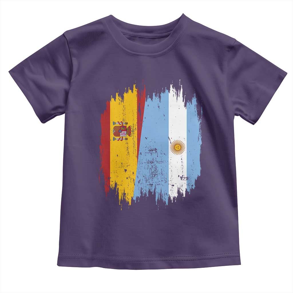 Argentina Spain Dual Heritage Flag Graphic Toddler T Shirt Vintage Spanish Argetine Match Day Pride