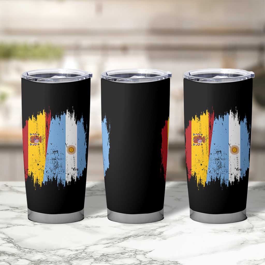 Argentina Spain Dual Heritage Flag Graphic Tumbler Cup Vintage Spanish Argetine Match Day Pride