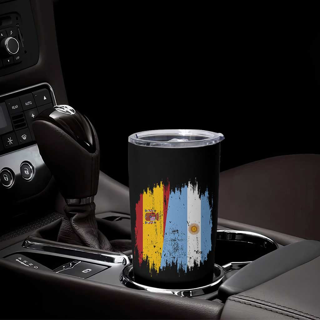 Argentina Spain Dual Heritage Flag Graphic Tumbler Cup Vintage Spanish Argetine Match Day Pride