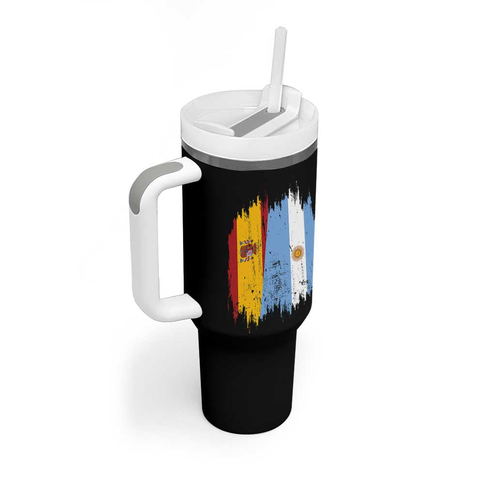 Argentina Spain Dual Heritage Flag Graphic Tumbler With Handle Vintage Spanish Argetine Match Day Pride