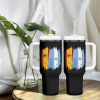 Argentina Spain Dual Heritage Flag Graphic Tumbler With Handle Vintage Spanish Argetine Match Day Pride