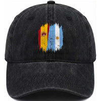 Argentina Spain Dual Heritage Flag Graphic Washed Cotton Baseball Cap Vintage Spanish Argetine Match Day Pride