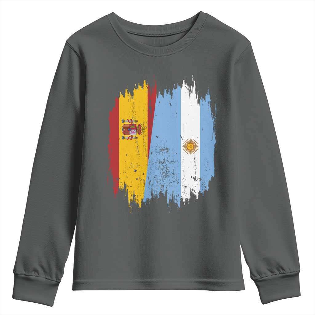 Argentina Spain Dual Heritage Flag Graphic Youth Sweatshirt Vintage Spanish Argetine Match Day Pride
