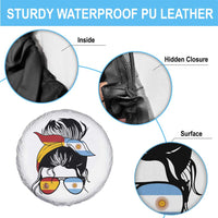 Argentina Spain Flag Messy Bun Girl Graphic Spare Tire Cover Cool Latina Argentine Spanish Pride Match Day