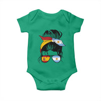 Argentina Spain Flag Messy Bun Girl Graphic Baby Onesie Cool Latina Argentine Spanish Pride Match Day