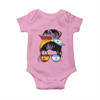 Argentina Spain Flag Messy Bun Girl Graphic Baby Onesie Cool Latina Argentine Spanish Pride Match Day