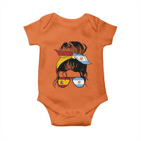 Argentina Spain Flag Messy Bun Girl Graphic Baby Onesie Cool Latina Argentine Spanish Pride Match Day