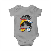 Argentina Spain Flag Messy Bun Girl Graphic Baby Onesie Cool Latina Argentine Spanish Pride Match Day