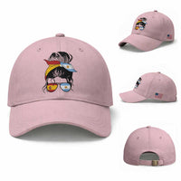 Argentina Spain Flag Messy Bun Girl Graphic Baseball Cap Cool Latina Argentine Spanish Pride Match Day