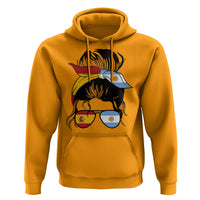 Argentina Spain Flag Messy Bun Girl Graphic Hoodie Cool Latina Argentine Spanish Pride Match Day