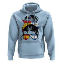 Argentina Spain Flag Messy Bun Girl Graphic Hoodie Cool Latina Argentine Spanish Pride Match Day