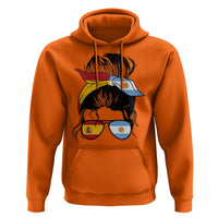 Argentina Spain Flag Messy Bun Girl Graphic Hoodie Cool Latina Argentine Spanish Pride Match Day