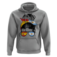 Argentina Spain Flag Messy Bun Girl Graphic Hoodie Cool Latina Argentine Spanish Pride Match Day