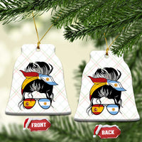 Argentina Spain Flag Messy Bun Girl Graphic Ceramic Ornament Cool Latina Argentine Spanish Pride Match Day