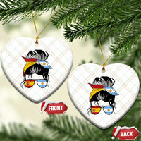 Argentina Spain Flag Messy Bun Girl Graphic Ceramic Ornament Cool Latina Argentine Spanish Pride Match Day