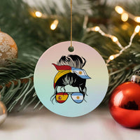 Argentina Spain Flag Messy Bun Girl Graphic Ceramic Ornament Cool Latina Argentine Spanish Pride Match Day