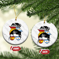 Argentina Spain Flag Messy Bun Girl Graphic Ceramic Ornament Cool Latina Argentine Spanish Pride Match Day