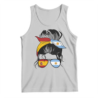 Argentina Spain Flag Messy Bun Girl Graphic Tank Top Cool Latina Argentine Spanish Pride Match Day