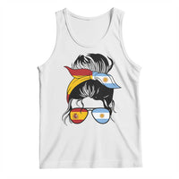 Argentina Spain Flag Messy Bun Girl Graphic Tank Top Cool Latina Argentine Spanish Pride Match Day