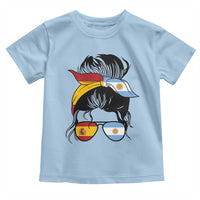 Argentina Spain Flag Messy Bun Girl Graphic Toddler T Shirt Cool Latina Argentine Spanish Pride Match Day