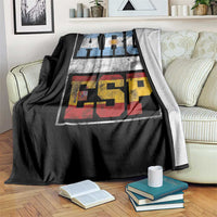 Retro ARG ESP Argentina Espana Flag Typography Graphic Throw Blanket Country Code Vintage Argentine Spainish Pride
