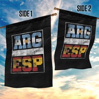 Retro ARG ESP Argentina Espana Flag Typography Graphic Garden Flag Country Code Vintage Argentine Spainish Pride
