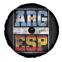 Retro ARG ESP Argentina Espana Flag Typography Graphic Spare Tire Cover Country Code Vintage Argentine Spainish Pride