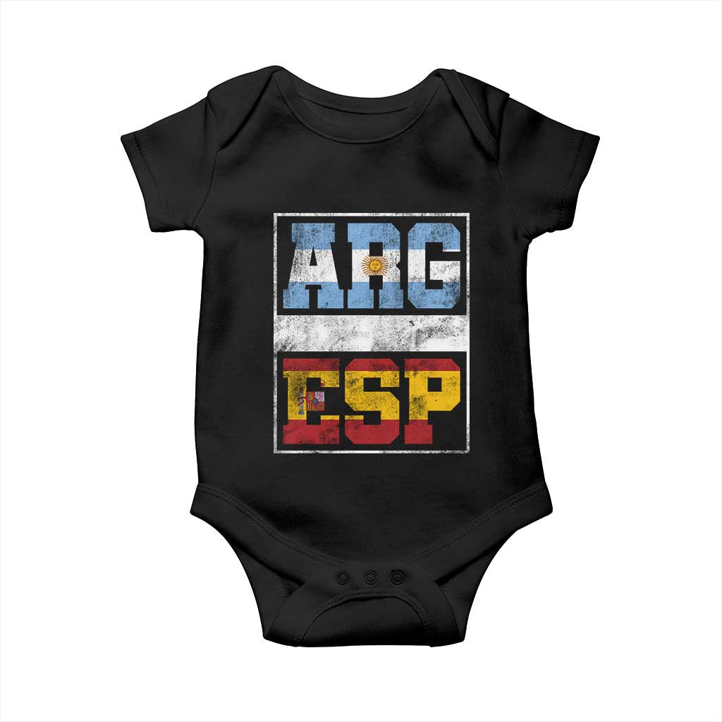 Retro ARG ESP Argentina Espana Flag Typography Graphic Baby Onesie Country Code Vintage Argentine Spainish Pride