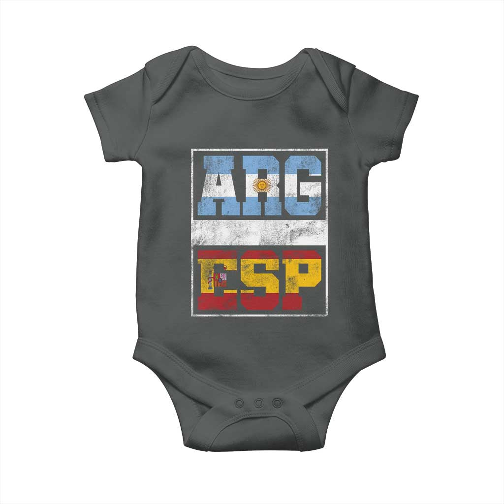 Retro ARG ESP Argentina Espana Flag Typography Graphic Baby Onesie Country Code Vintage Argentine Spainish Pride