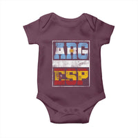 Retro ARG ESP Argentina Espana Flag Typography Graphic Baby Onesie Country Code Vintage Argentine Spainish Pride