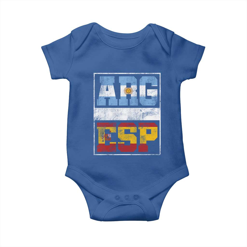 Retro ARG ESP Argentina Espana Flag Typography Graphic Baby Onesie Country Code Vintage Argentine Spainish Pride
