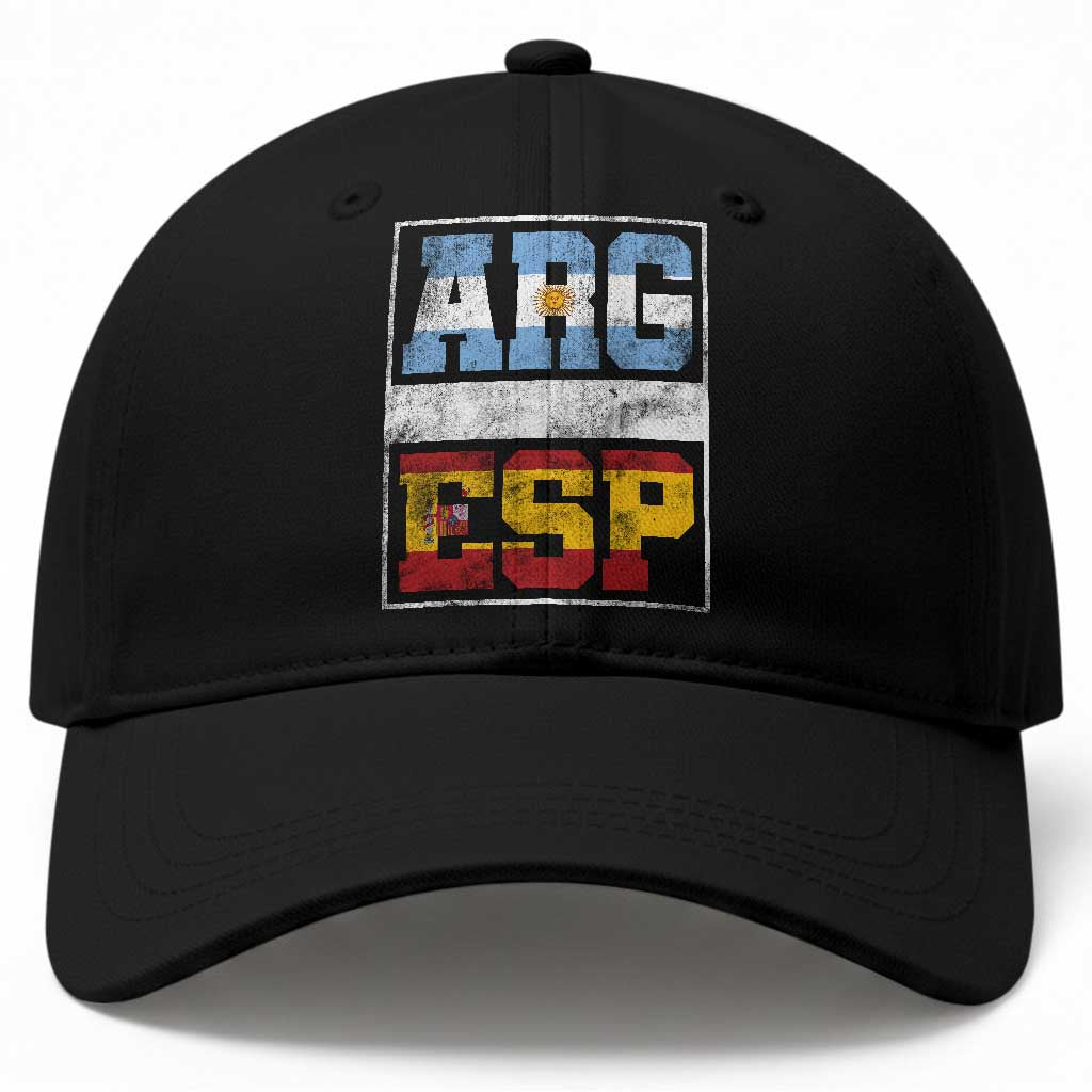 Retro ARG ESP Argentina Espana Flag Typography Graphic Baseball Cap Country Code Vintage Argentine Spainish Pride