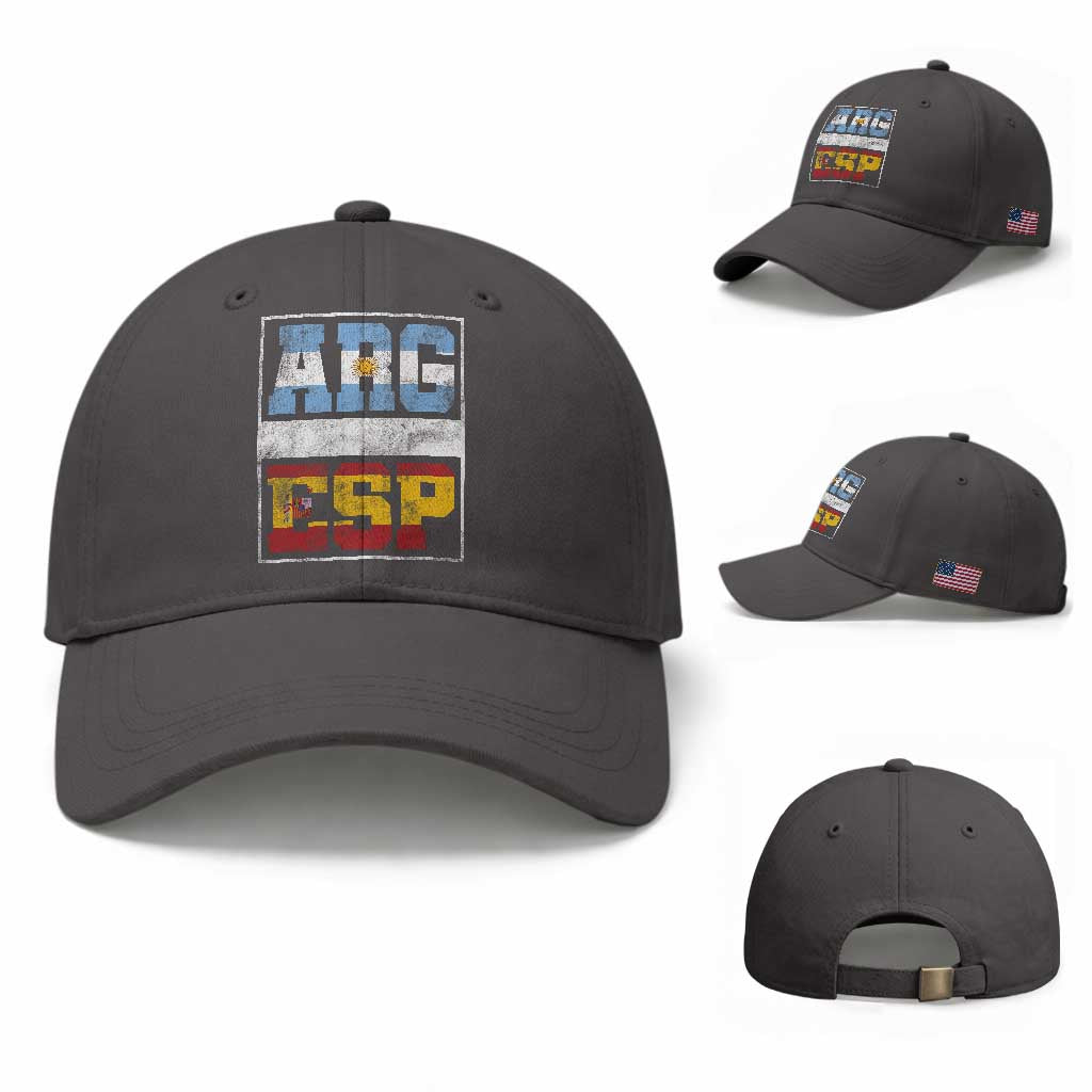 Retro ARG ESP Argentina Espana Flag Typography Graphic Baseball Cap Country Code Vintage Argentine Spainish Pride