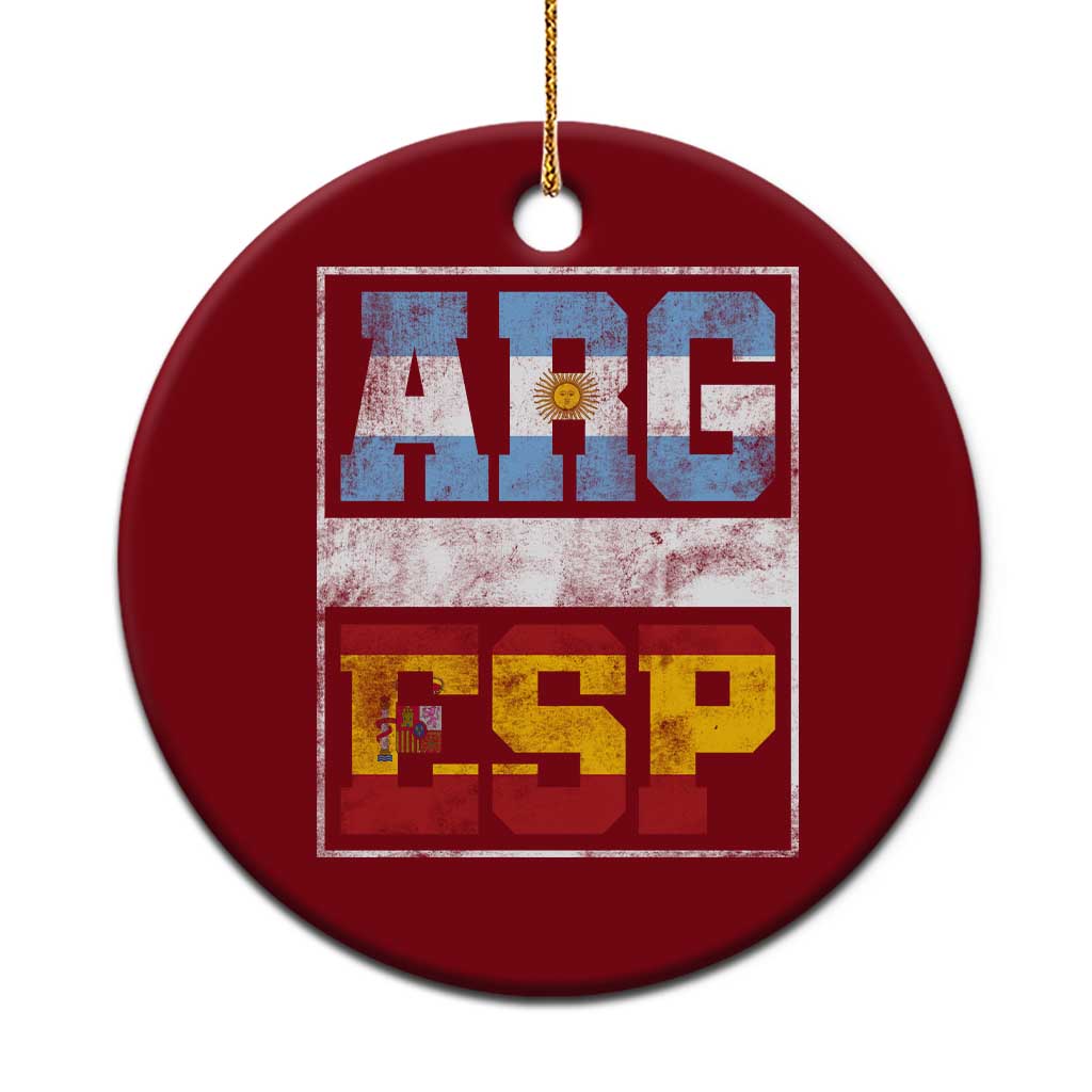 Retro ARG ESP Argentina Espana Flag Typography Graphic Ceramic Ornament Country Code Vintage Argentine Spainish Pride