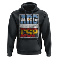 Retro ARG ESP Argentina Espana Flag Typography Graphic Hoodie Country Code Vintage Argentine Spainish Pride