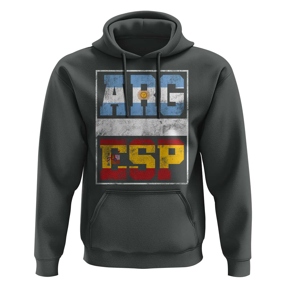 Retro ARG ESP Argentina Espana Flag Typography Graphic Hoodie Country Code Vintage Argentine Spainish Pride