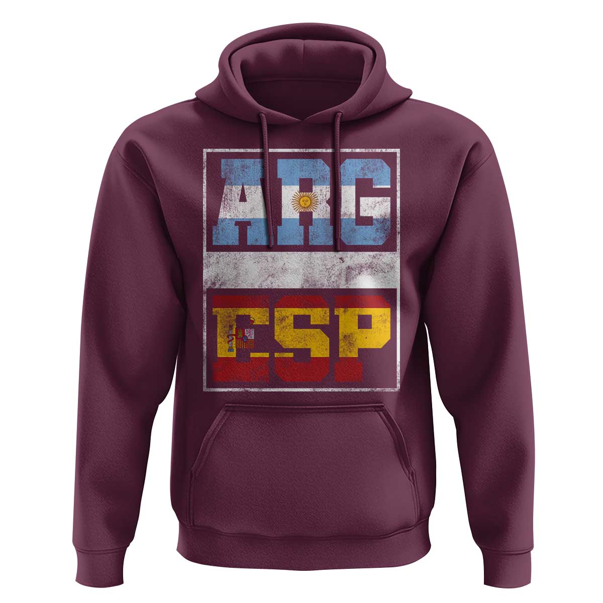 Retro ARG ESP Argentina Espana Flag Typography Graphic Hoodie Country Code Vintage Argentine Spainish Pride