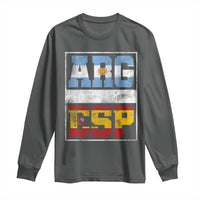 Retro ARG ESP Argentina Espana Flag Typography Graphic Long Sleeve Shirt Country Code Vintage Argentine Spainish Pride