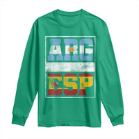 Retro ARG ESP Argentina Espana Flag Typography Graphic Long Sleeve Shirt Country Code Vintage Argentine Spainish Pride
