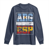 Retro ARG ESP Argentina Espana Flag Typography Graphic Long Sleeve Shirt Country Code Vintage Argentine Spainish Pride